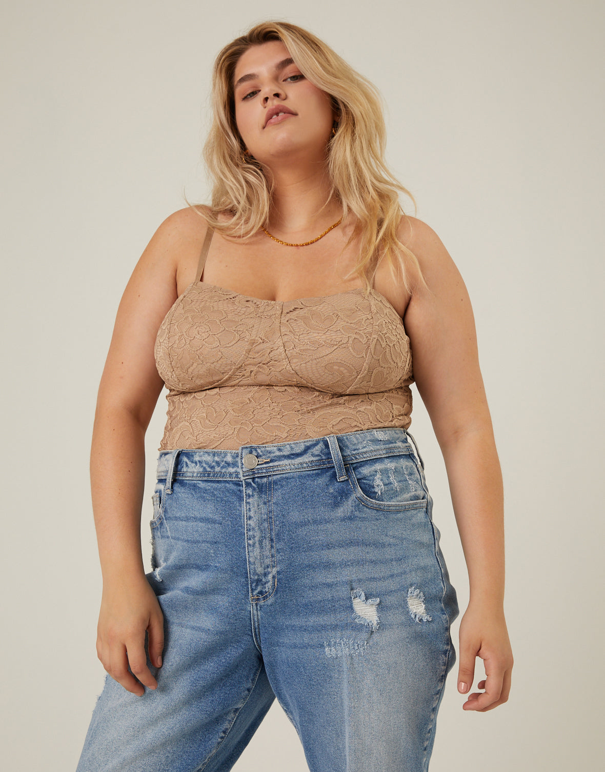 Plus Size Padded Lace Tank