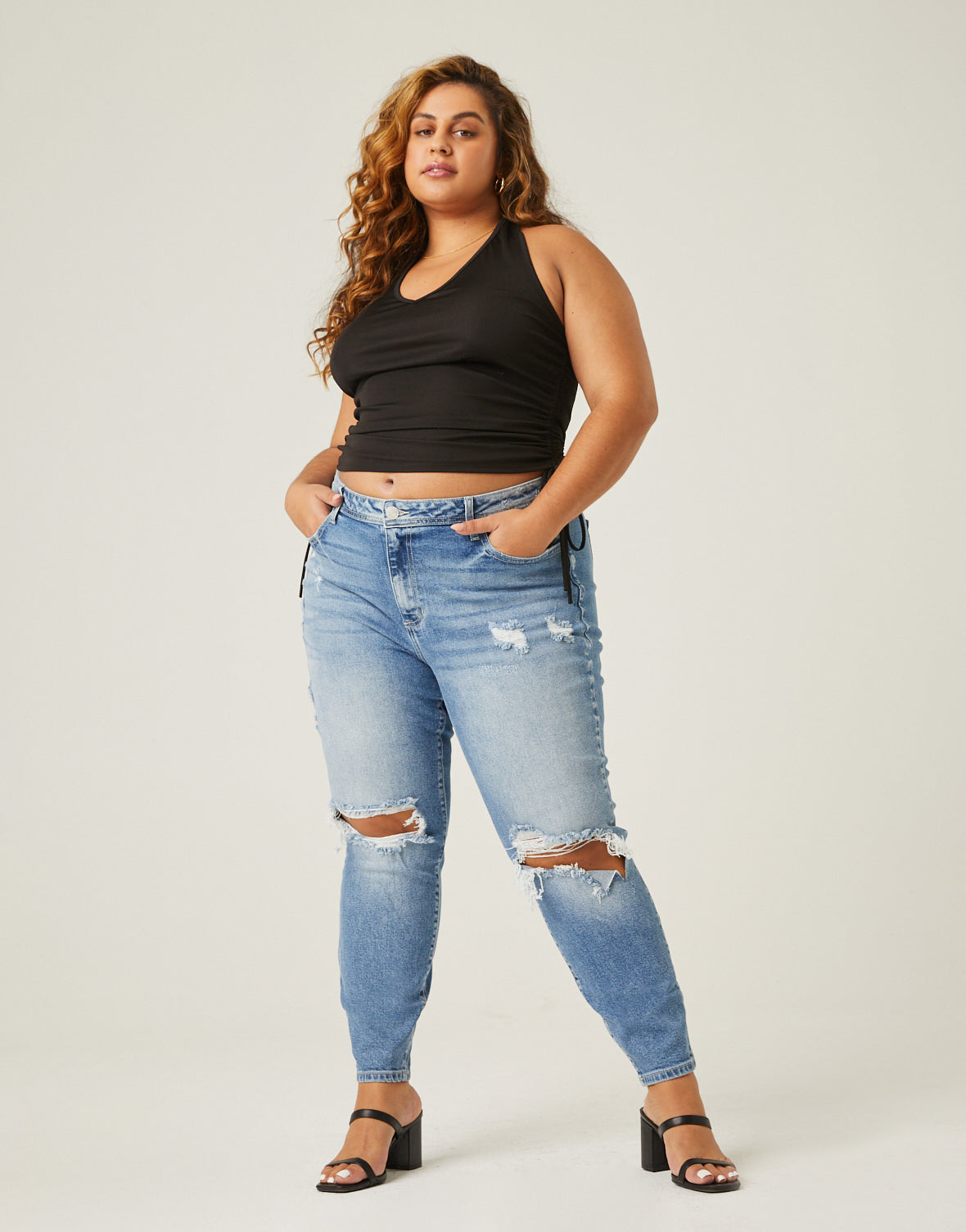 Plus Size Side Ruched Halter Top