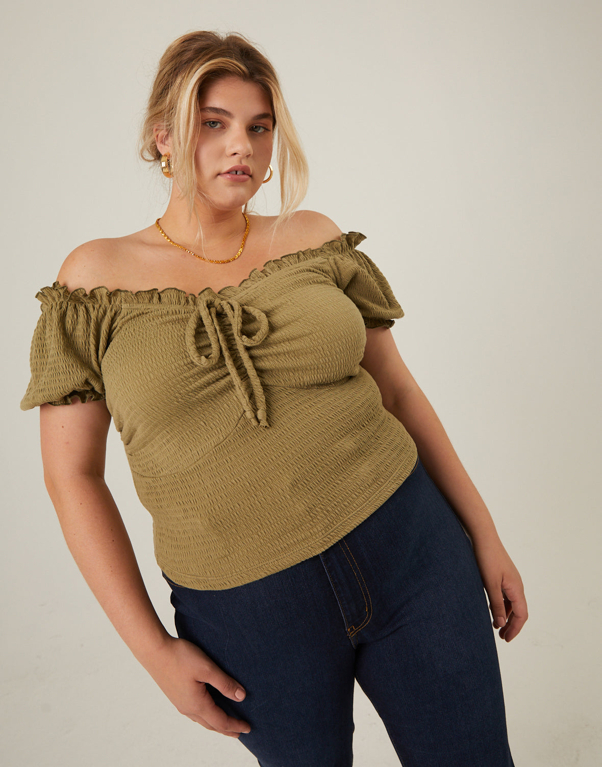 Plus Size All-Over Smocked Top