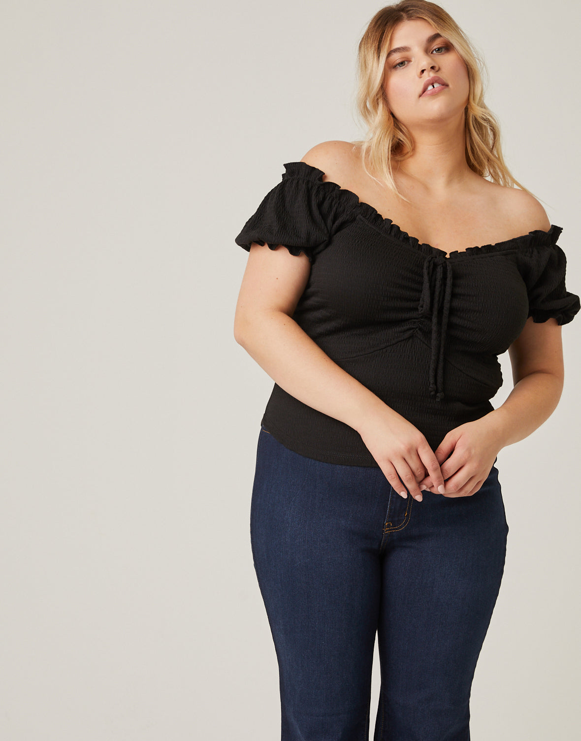 Plus Size All-Over Smocked Top
