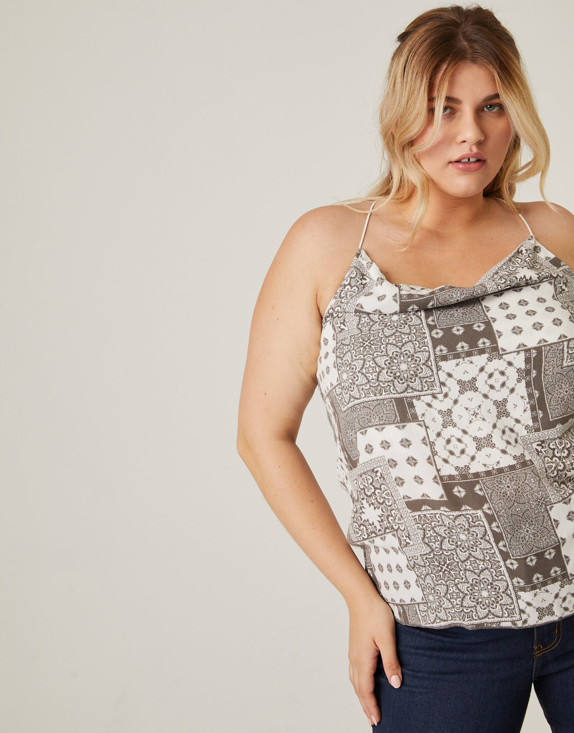 Plus Size Bandana Print Woven Tank