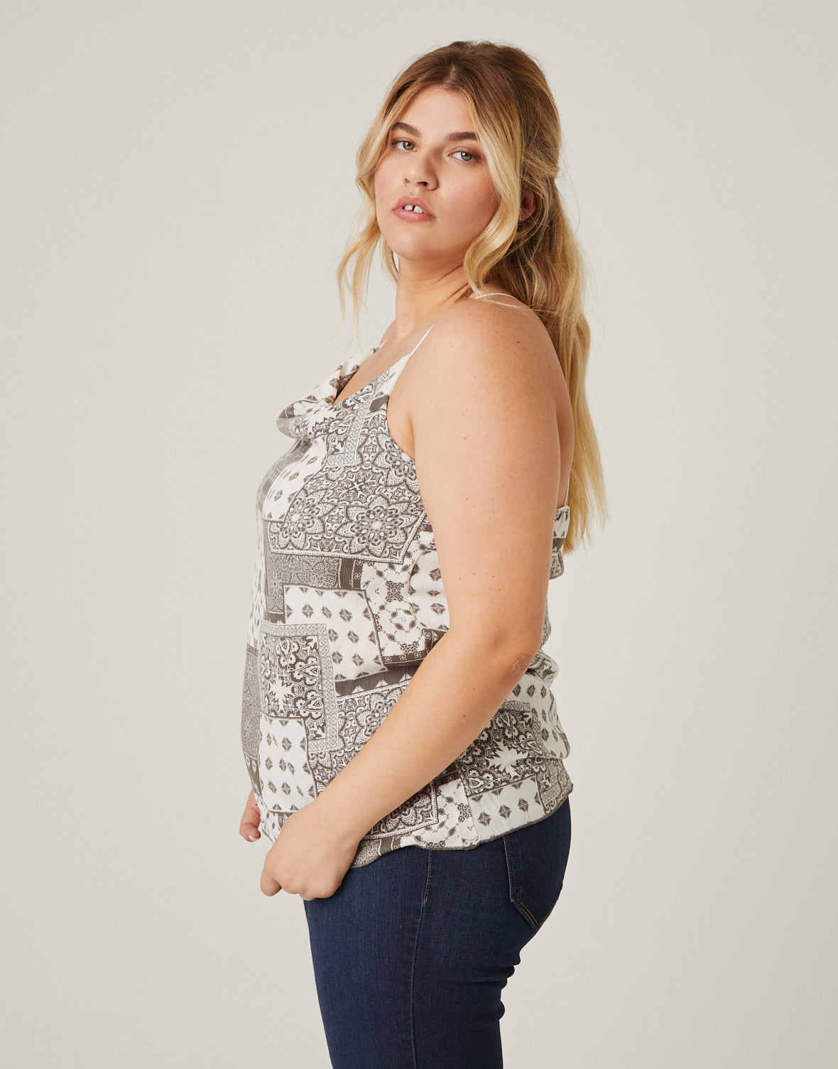 Plus Size Bandana Print Woven Tank