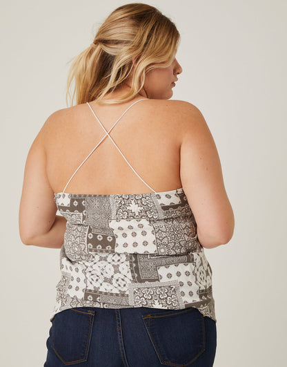 Plus Size Bandana Print Woven Tank