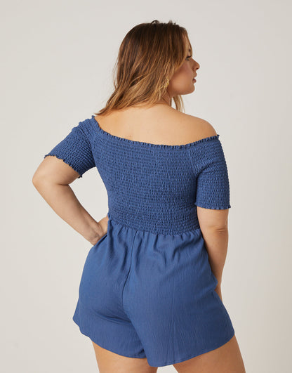 Plus Size Chambray Woven Romper
