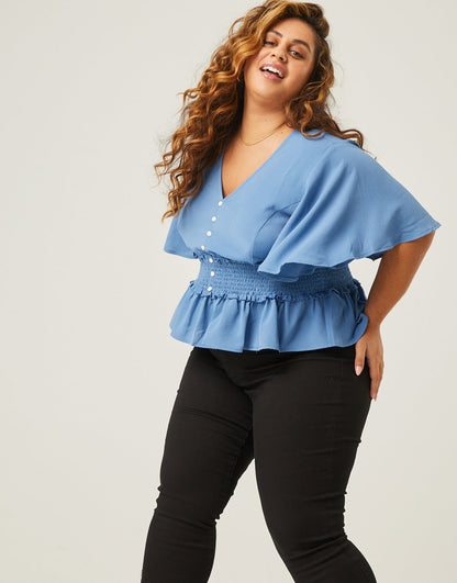 Plus Size Crepe Peplum Blouse
