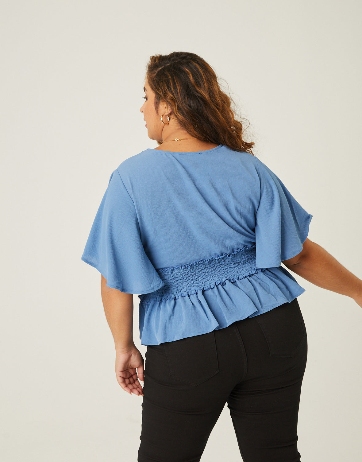 Plus Size Crepe Peplum Blouse