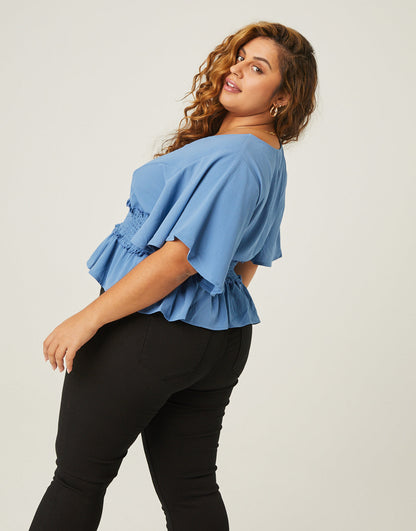 Plus Size Crepe Peplum Blouse