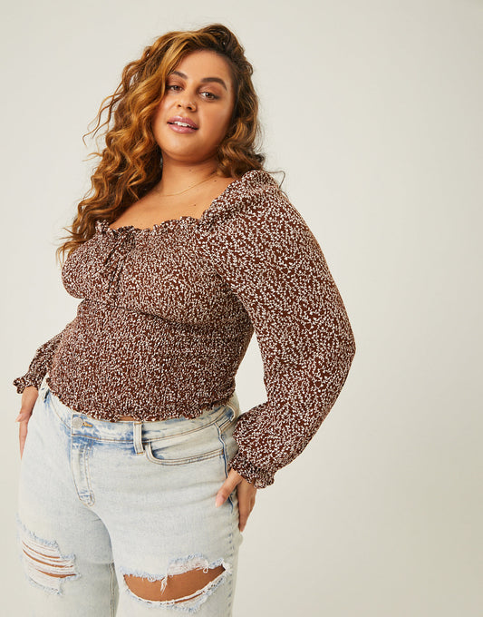 Plus Size Floral Long Sleeve Top