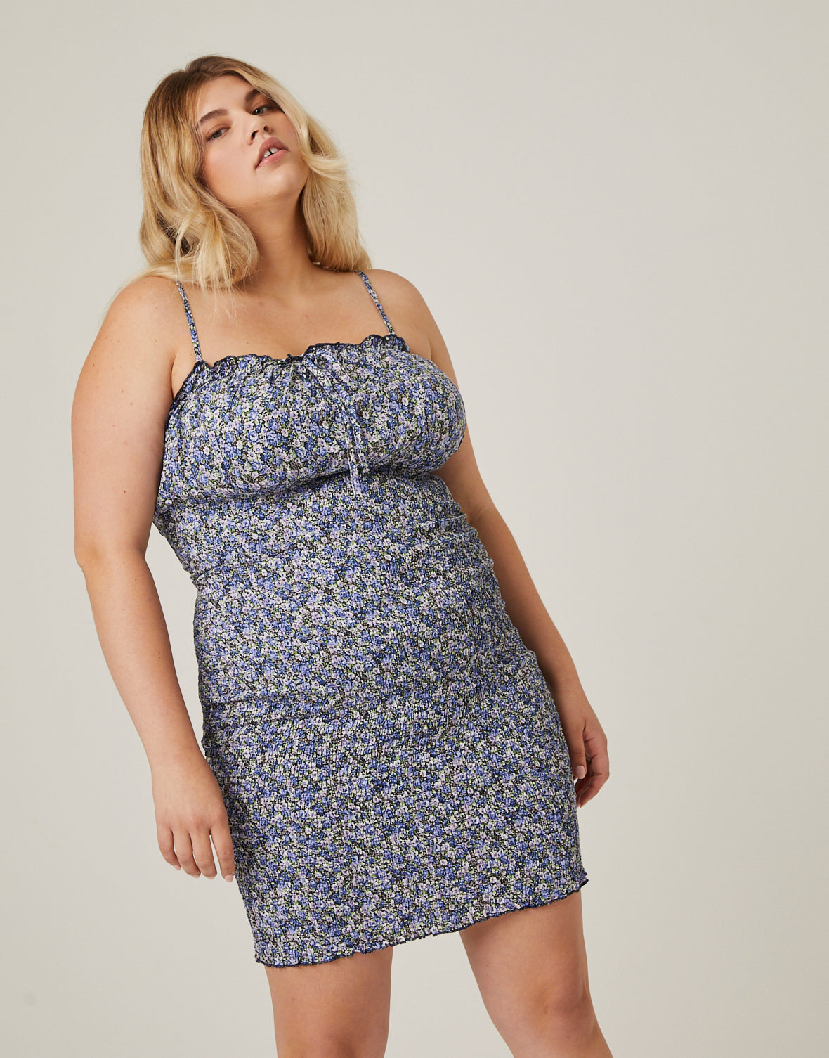 Plus Size Floral Smocked Mini Dress