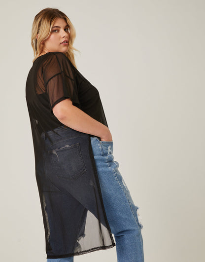 Plus Size High Low Mesh Tee