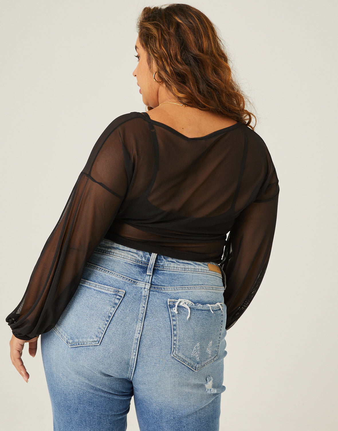 Plus Size Mesh Ruched Up Top