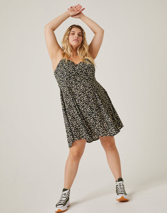 Plus Size Mini Floral Spaghetti Strap Sundress