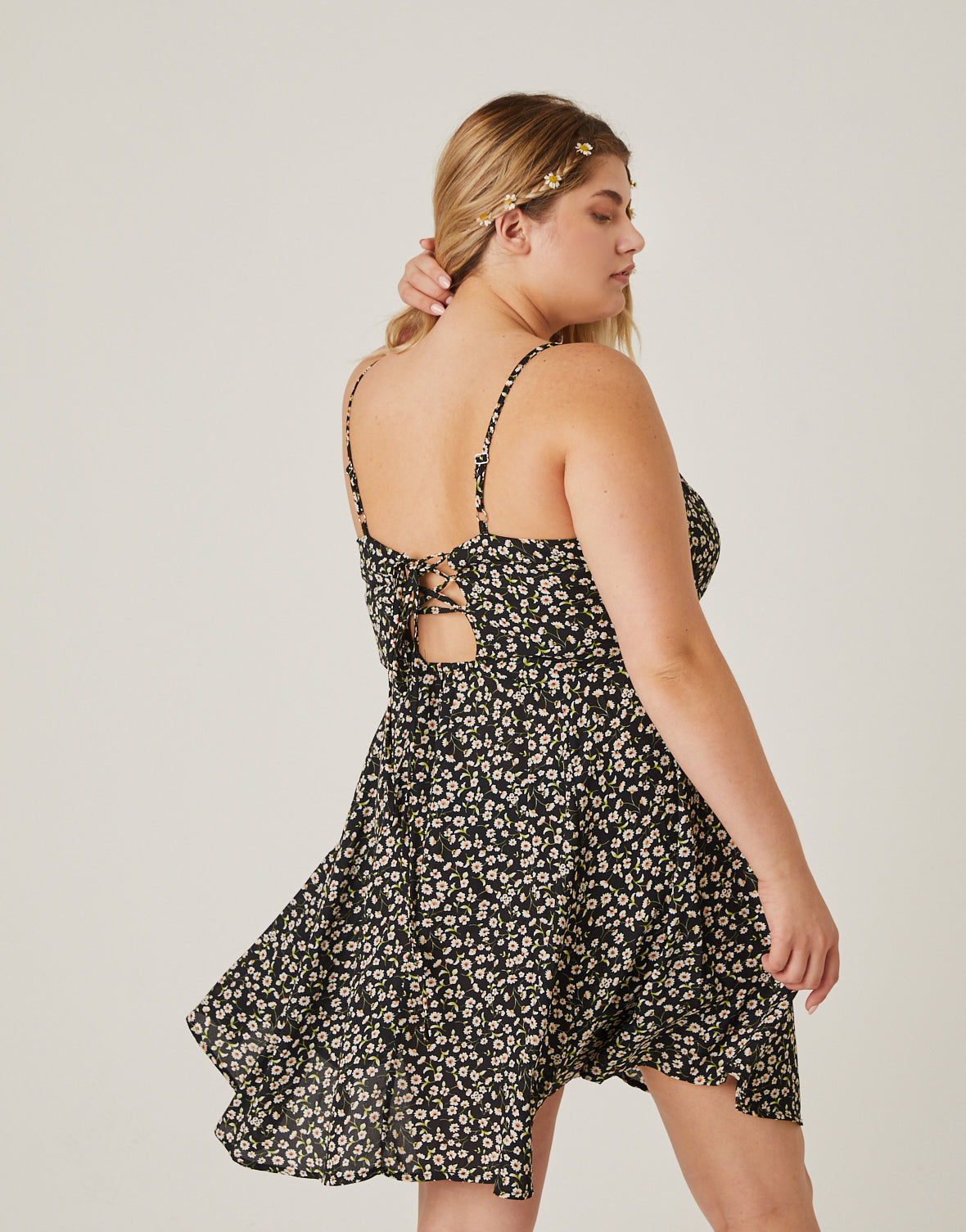 Plus Size Mini Floral Spaghetti Strap Sundress