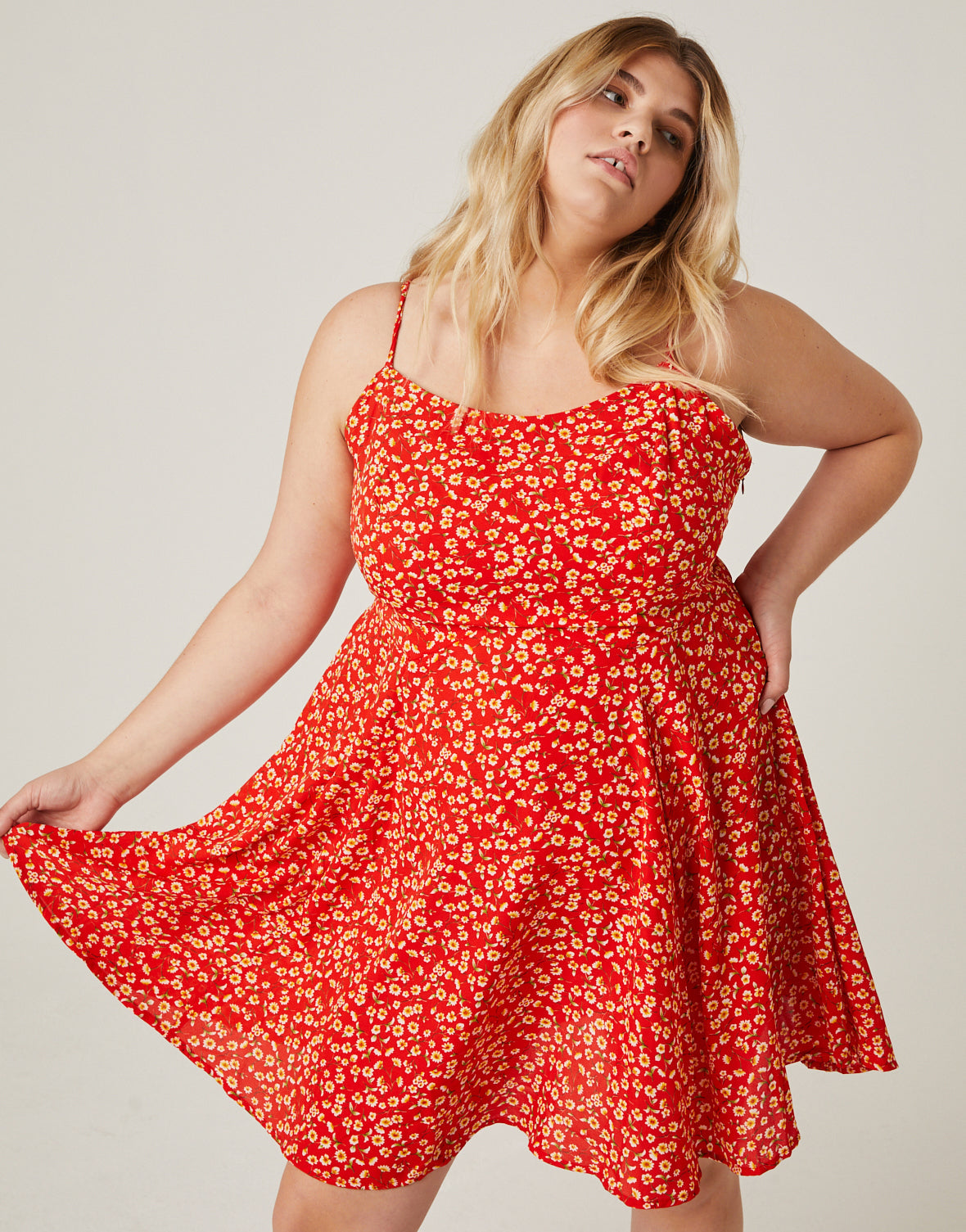Plus Size Mini Floral Spaghetti Strap Sundress