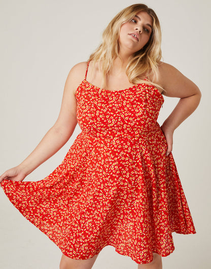 Plus Size Mini Floral Spaghetti Strap Sundress