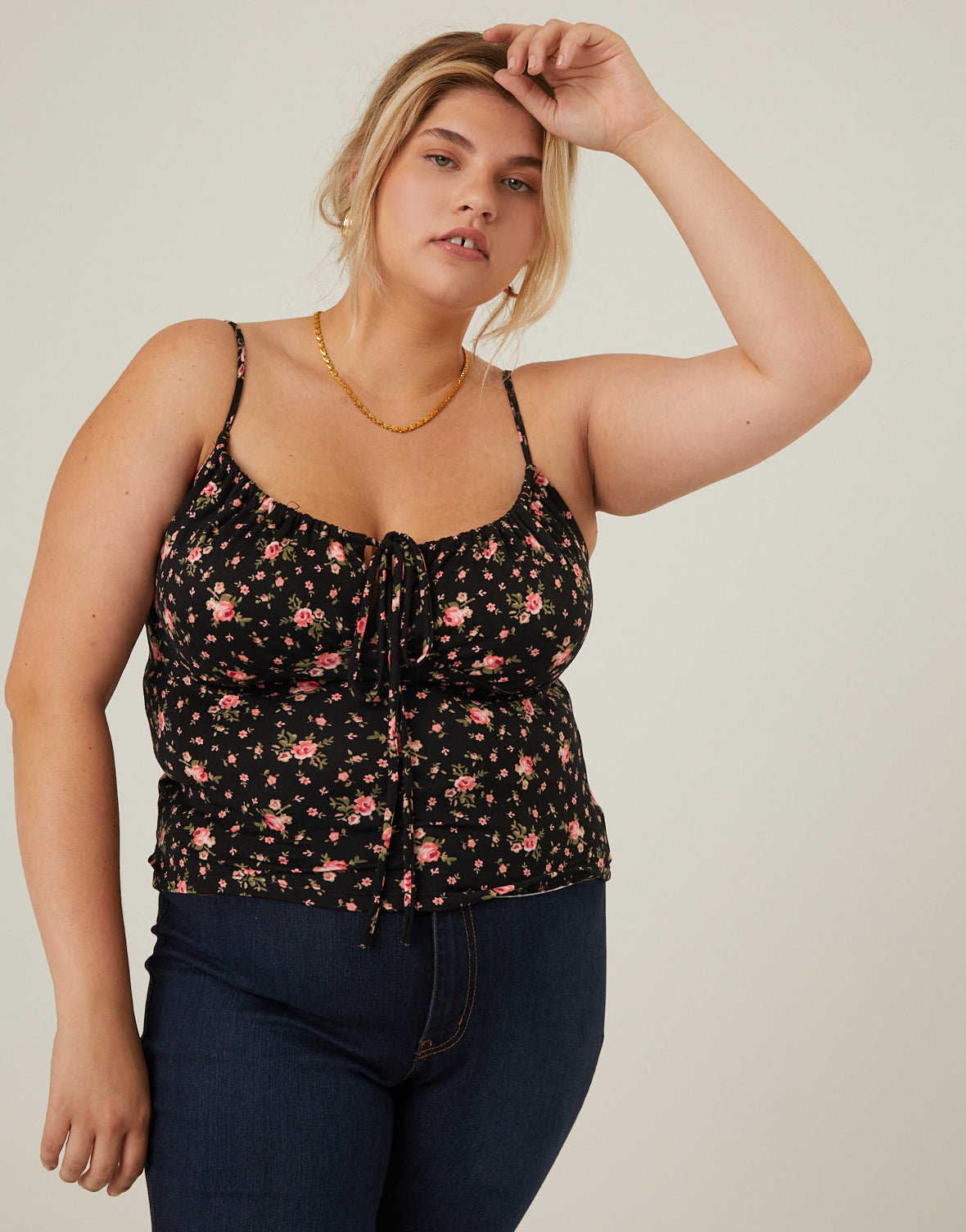 Plus Size Roses Gathered Tank