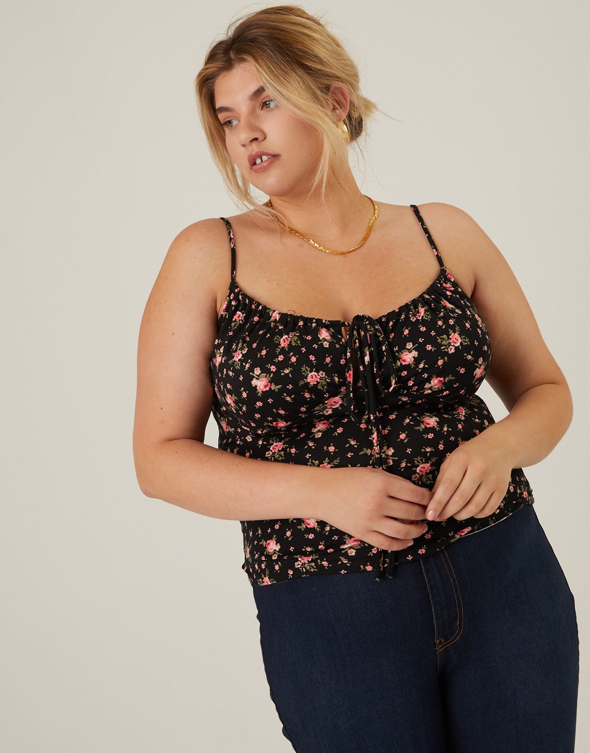 Plus Size Roses Gathered Tank