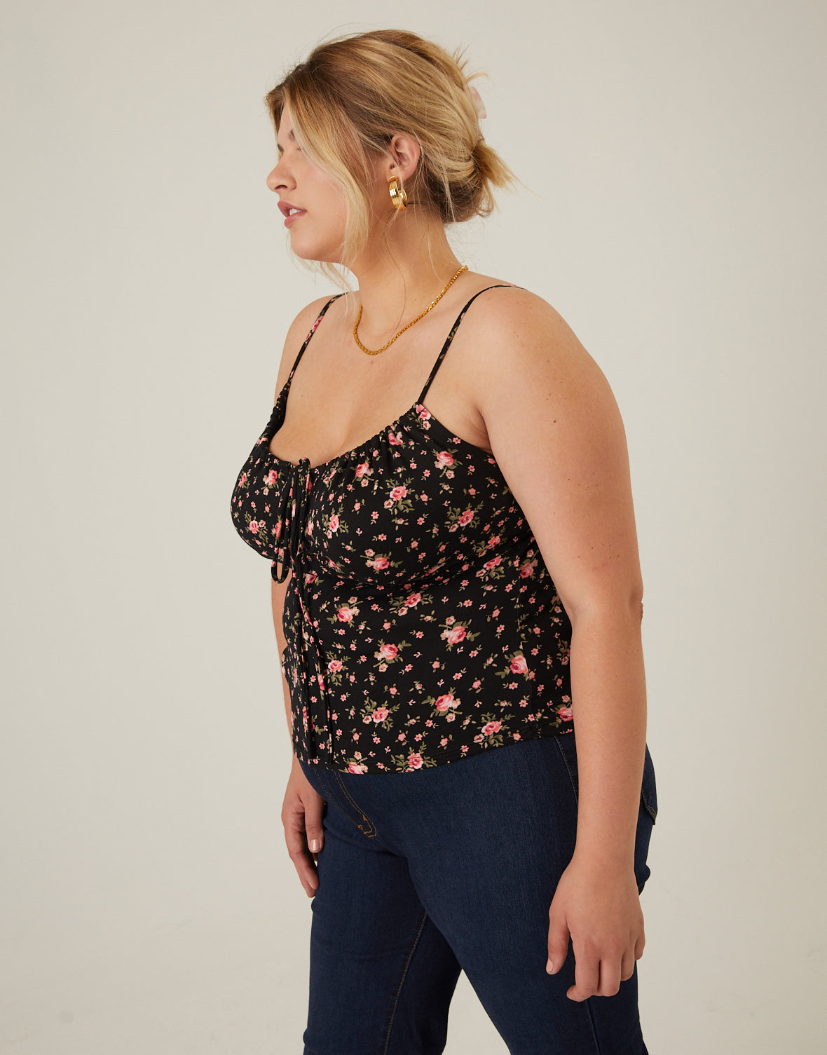 Plus Size Roses Gathered Tank