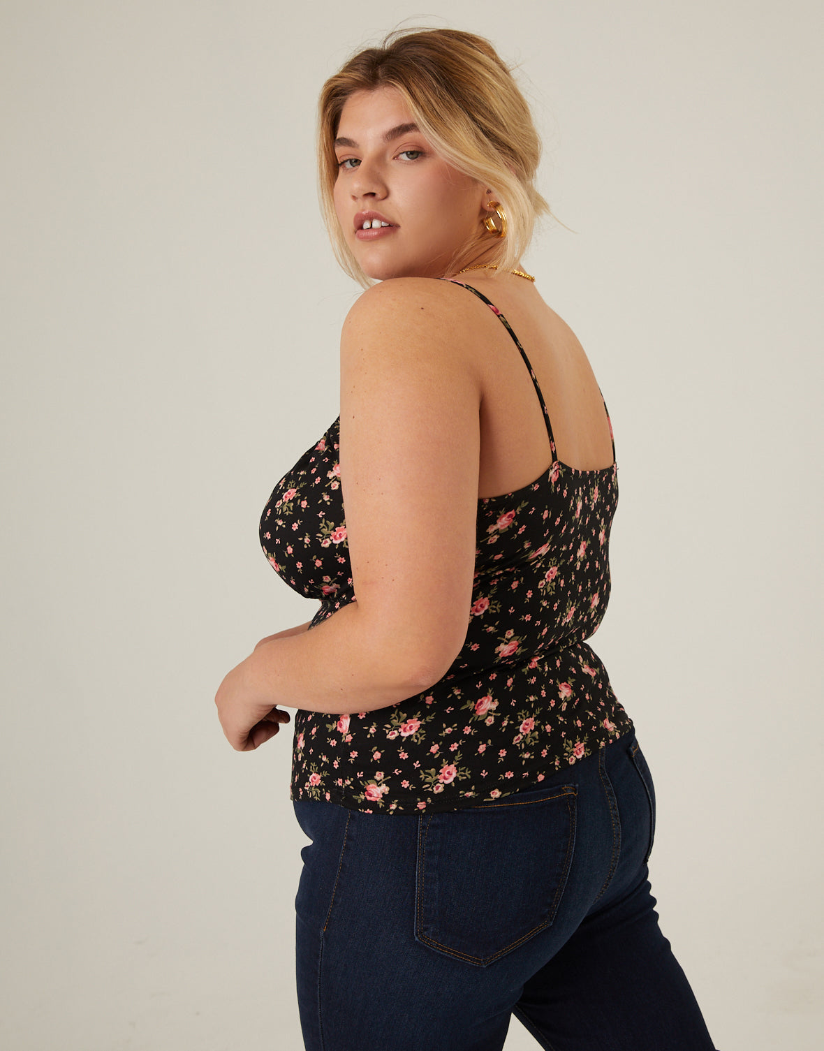 Plus Size Roses Gathered Tank