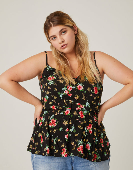 Plus Size Roses Spaghetti Strap Tank