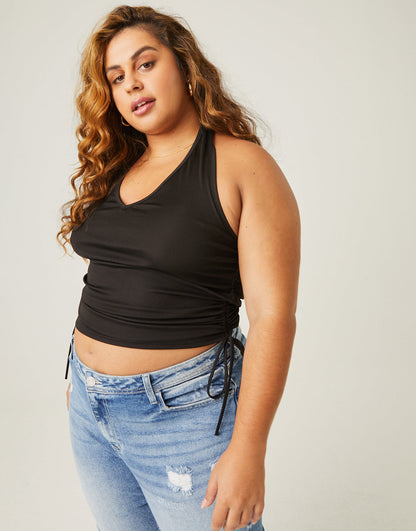 Plus Size Side Ruched Halter Top
