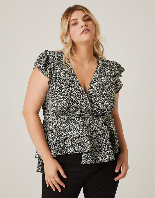 Plus Size Tiered Floral Peplum Top