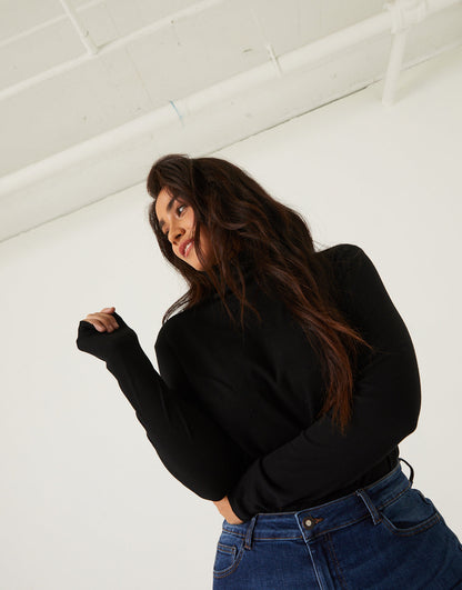 Plus Size Fitted Turtleneck Top