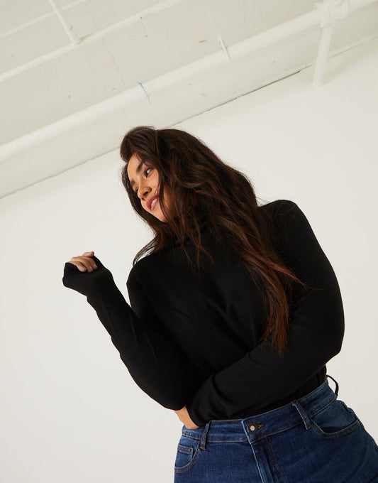 Plus Size Fitted Turtleneck Top