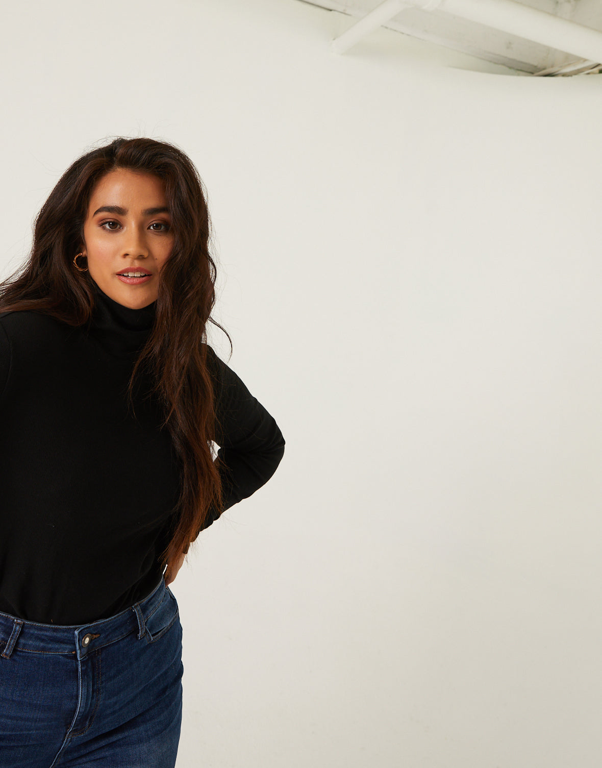 Plus Size Fitted Turtleneck Top